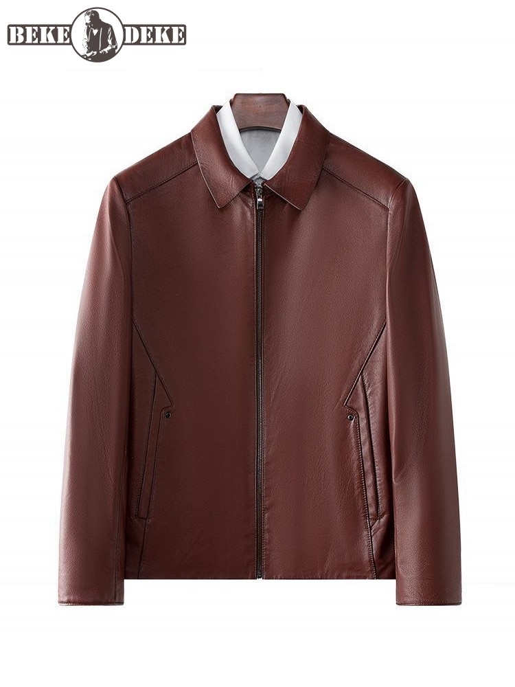 Leather Work Jacket Mens - メンズ本革ジャケット,ビジネススーツ,カジュアルワークコート,ジッパー付きラペルカラー,スリムフィット,デザイナージャケット,5xl,秋