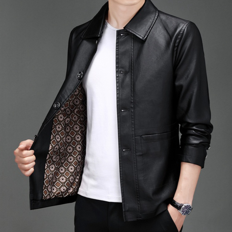 Leather Work Jacket Mens - 秋の新作レザースーツジャケット メンズ ビジネス スリムフィット PUワークコート 韓国風ストリートウェア