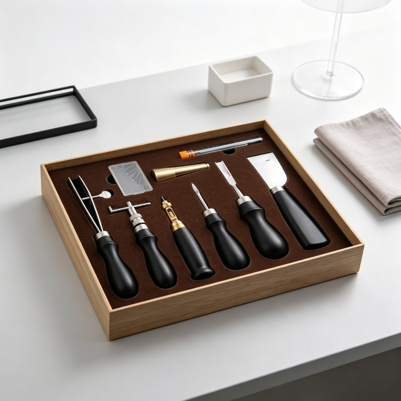 Beginner Leatherwork Kit - 完全な革製手縫いキット、プロ仕様DIYクラフトツールセット（ステッチングアワー＆糸付き）、初心者向け革細工用品ボックス