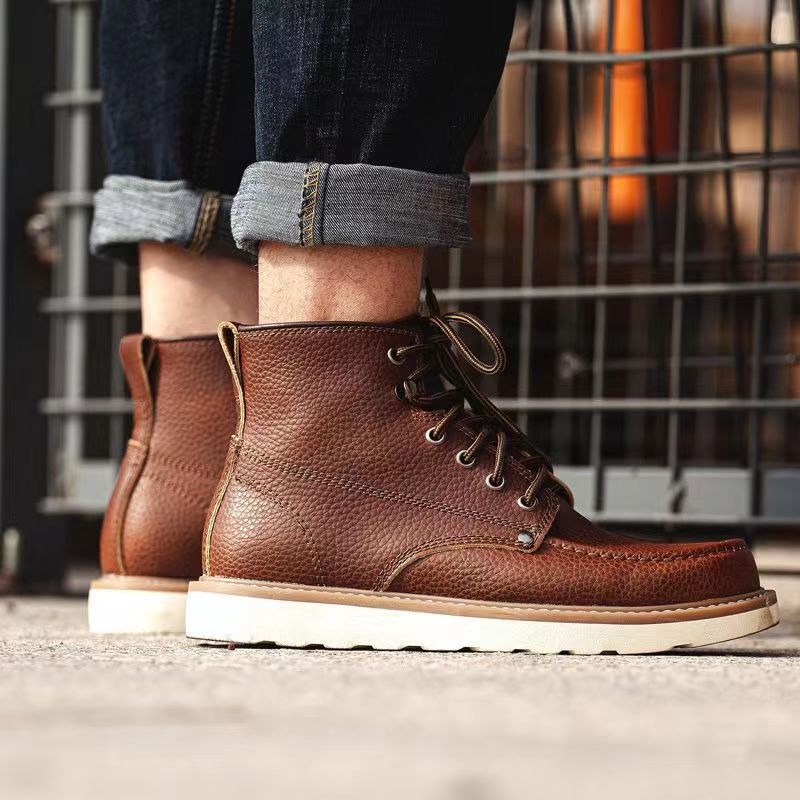 Vintage Leatherwork - メンズ 875 ワークブーツ 本革製 ミッドトップ アンクルブーツ