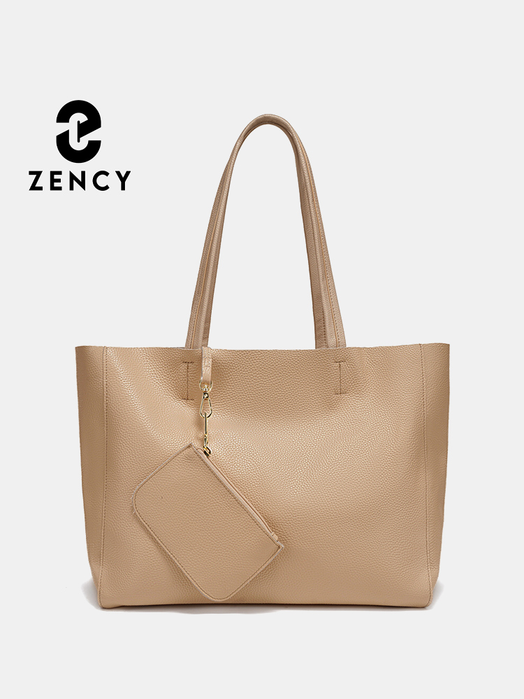 Leather Work Bag Women - Zency 本革製大型トートバッグ ビーチハンドバッグ 高級レディースバッグ A4ワークバッグ ショッピング