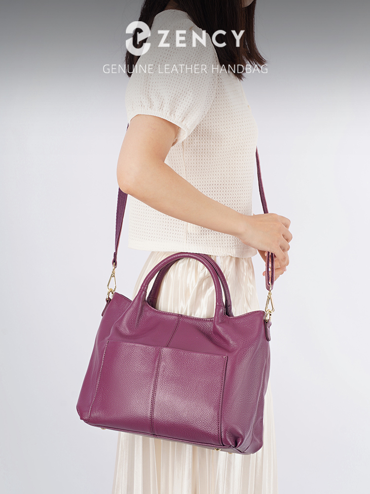 Leather Work Bag Women - Zency 本革大型トートバッグ女性のための大容量ショルダーバッグ仕事用ショッパー 2026 新しいクロスボディトップハンドルバッグ財布