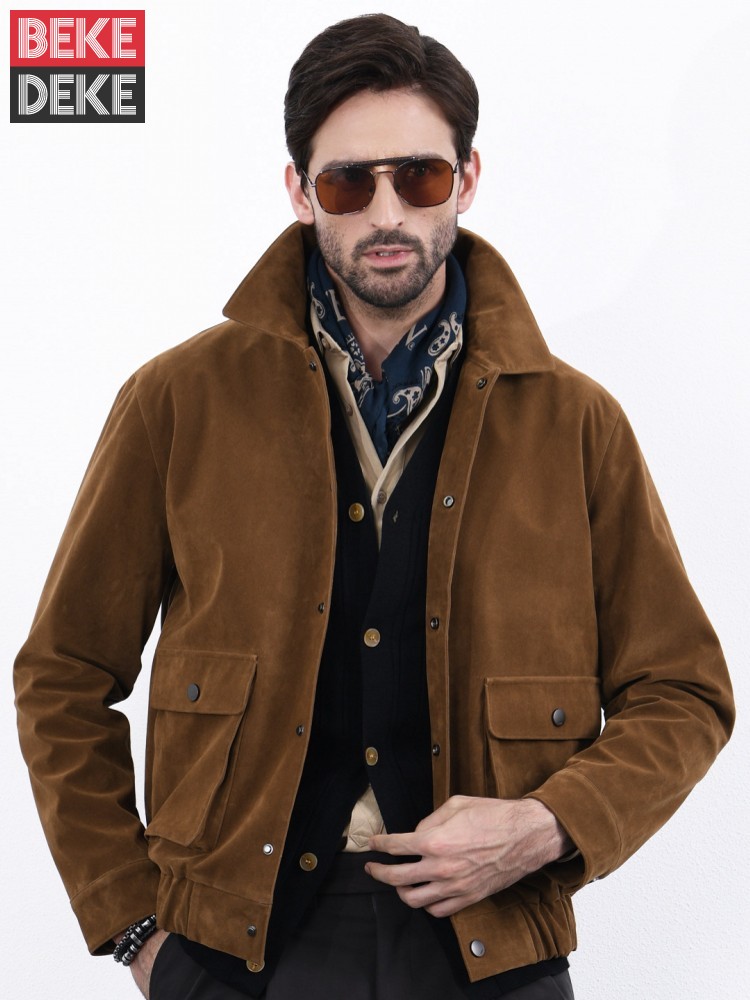 Leather Work Jacket Mens - アメリカンスタイル ヴィンテージ メンズ シングルブレスト ターンダウンカラー ビジネス