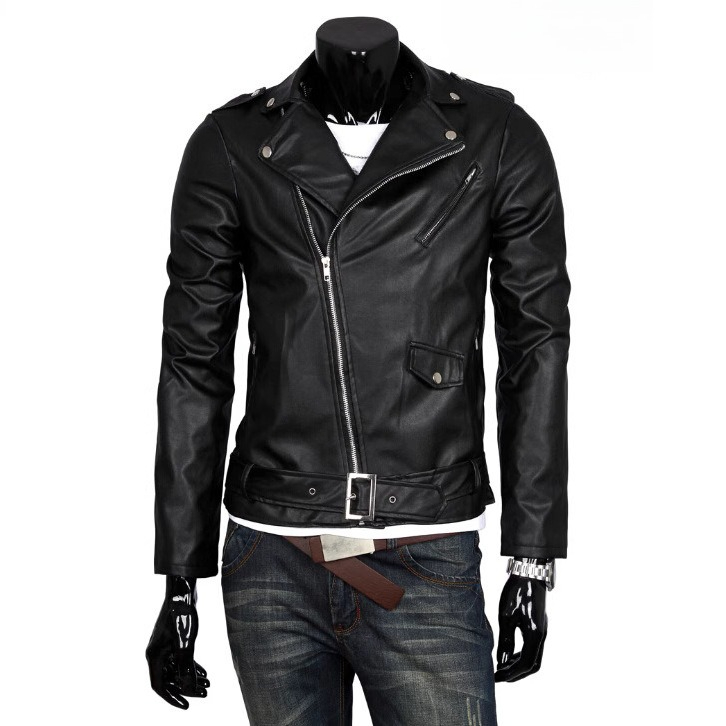 Leather Work Jacket Mens - メンズ ヴィンテージ フェイクレザー モーターサイクルジャケット ジッパー付き ターンダウンカラー