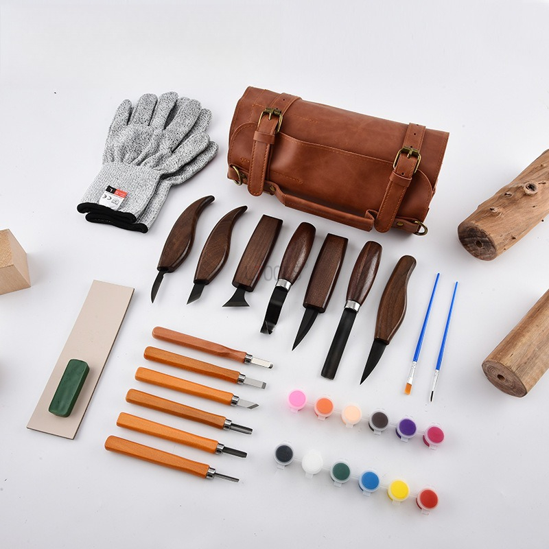 木彫りキット デラックス手作り彫刻ナイフセット 木製彫刻ツー - Beginner Leatherwork Kit のレビューと価格