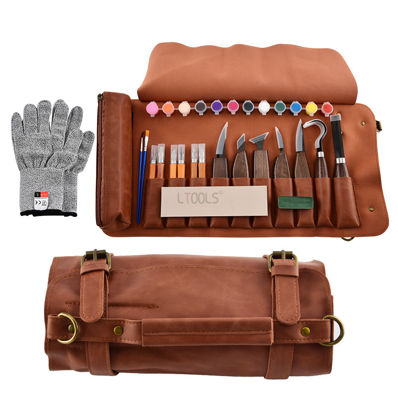 木彫りキット デラックス手作り彫刻ナイフセット 木製彫刻ツー - Beginner Leatherwork Kit のレビューと価格