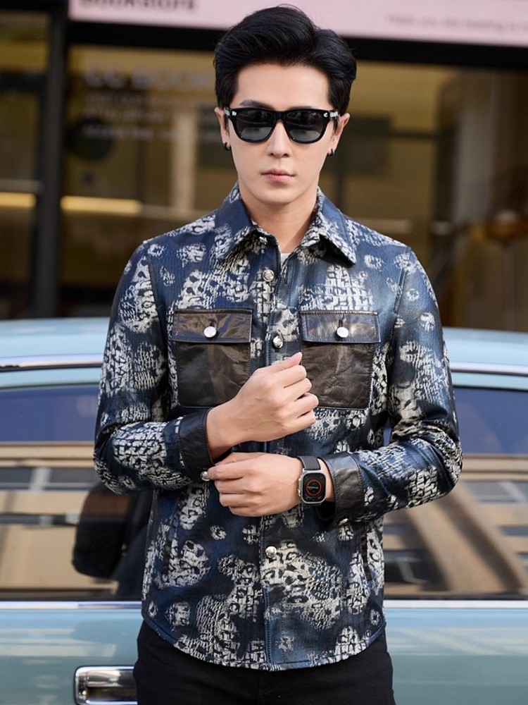 高級感あふれる新作ファッション、花柄プリントのメンズパーティ - Leather Work Jacket Mens のレビューと価格