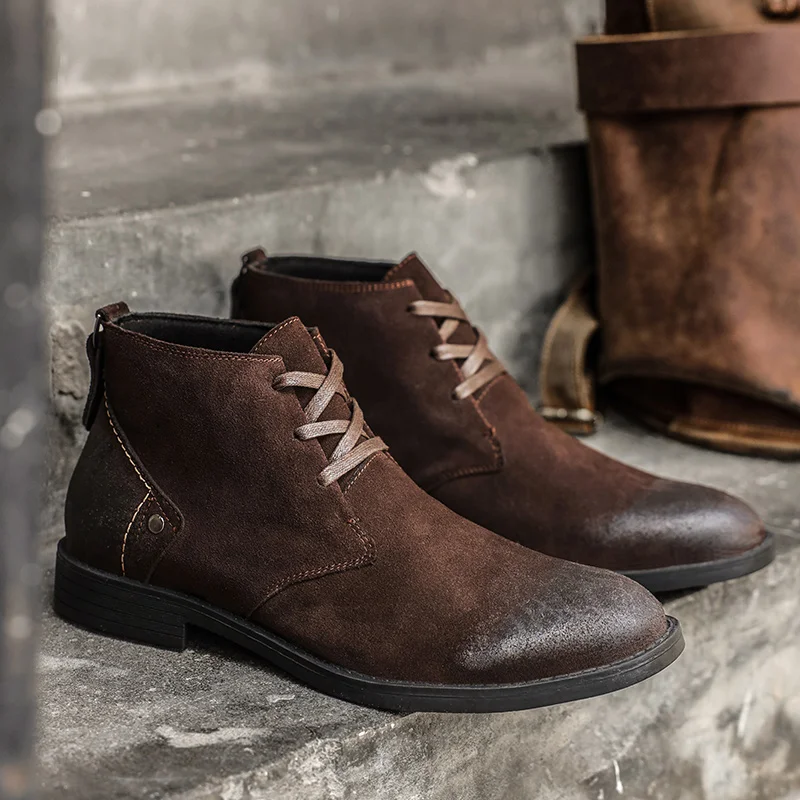 新しい牛革スエードアンクルブーツ手作りヴィンテージ英国男性レ - Vintage Leatherwork のレビューと価格