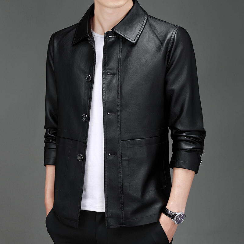 秋の新作レザースーツジャケット メンズ ビジネス スリムフィ - Leather Work Jacket Mens のレビューと価格