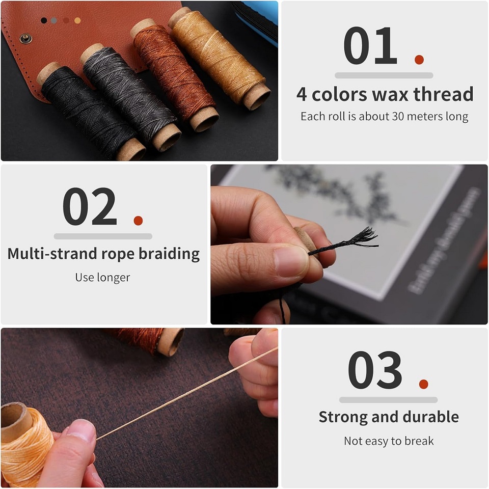 BUDDUR 革縫製ツールキット ワックス糸と針千枚通しプロ - Leatherwork Needles のレビューと価格