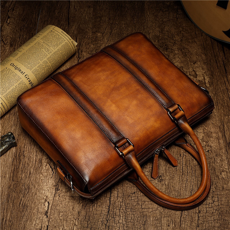 YETTIES ビジネス トップグレインレザー ブリーフケー - Vintage Leatherwork のレビューと価格