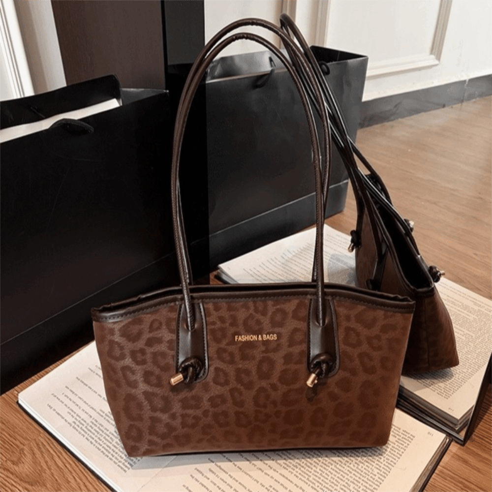 ユニークなレトロレオパード柄アンダーアームバッグ大容量モダン - Unique Leather Work のレビューと価格