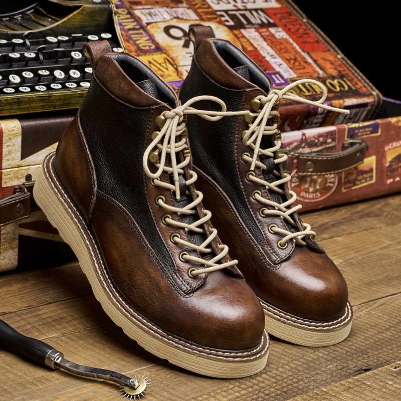 メンズショートトゥワークブーツ、アメカジスタイル本革ハイカッ - Vintage Leatherwork のレビューと価格