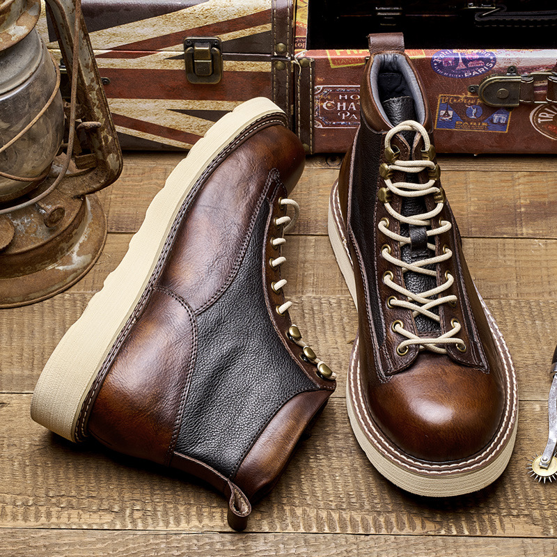 メンズショートトゥワークブーツ、アメカジスタイル本革ハイカッ - Vintage Leatherwork のレビューと価格
