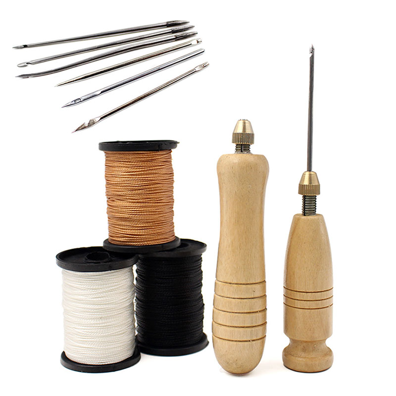 1セットDIY革縫い針木製ハンドル付きセット革キャンバス地テ - Leatherwork Needles のレビューと価格