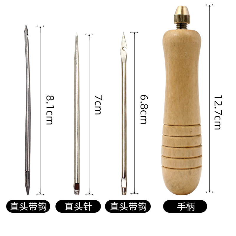 1セットDIY革縫い針木製ハンドル付きセット革キャンバス地テ - Leatherwork Needles のレビューと価格