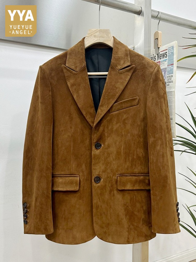 ヴィンテージスエードシープスキンエレガントスーツジャケットオ - Leather Work Jacket Mens のレビューと価格