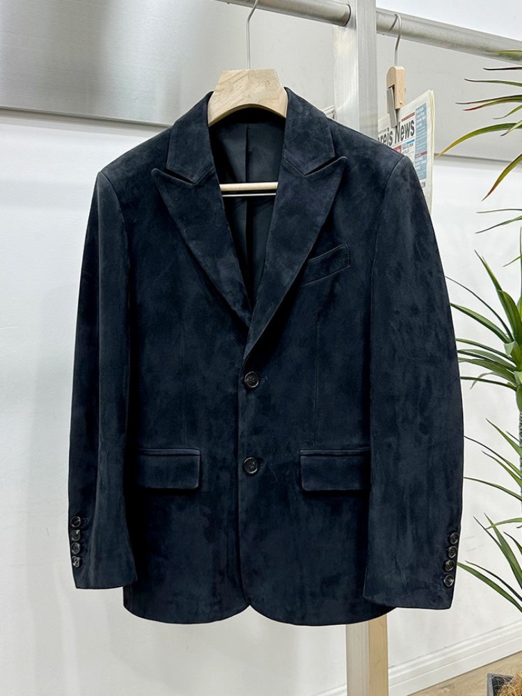 ヴィンテージスエードシープスキンエレガントスーツジャケットオ - Leather Work Jacket Mens のレビューと価格