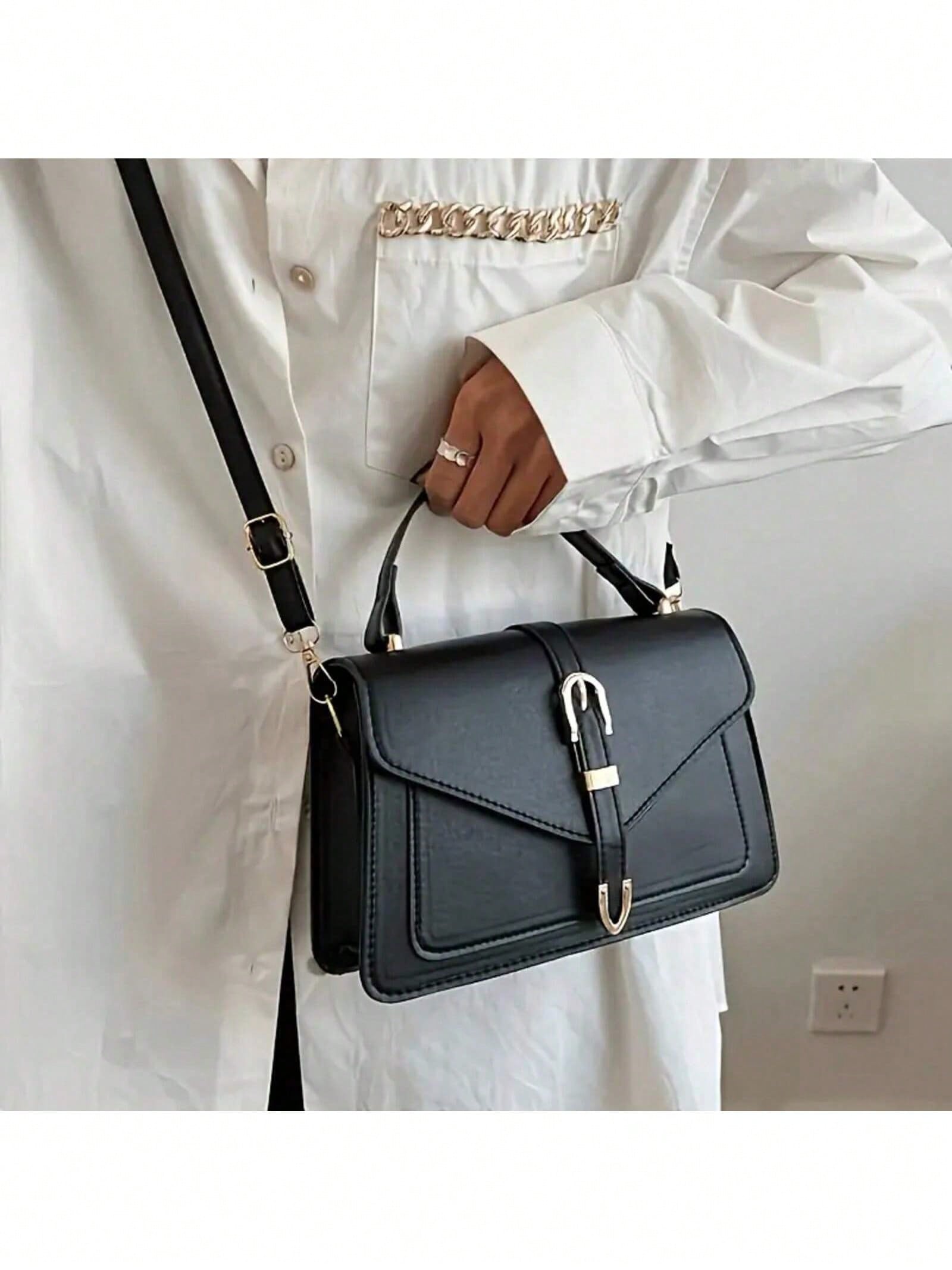 女性用PUレザーハンドバッグ エレガントなフラップスクエアシ - Leather Work Bag Women のレビューと価格