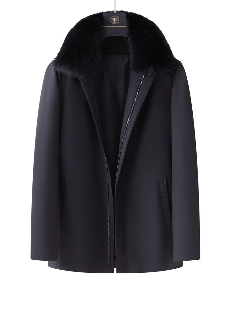 冬用メンズビジネスワークリアルラビットファー裏地ジャケット男 - Leather Work Jacket Mens のレビューと価格
