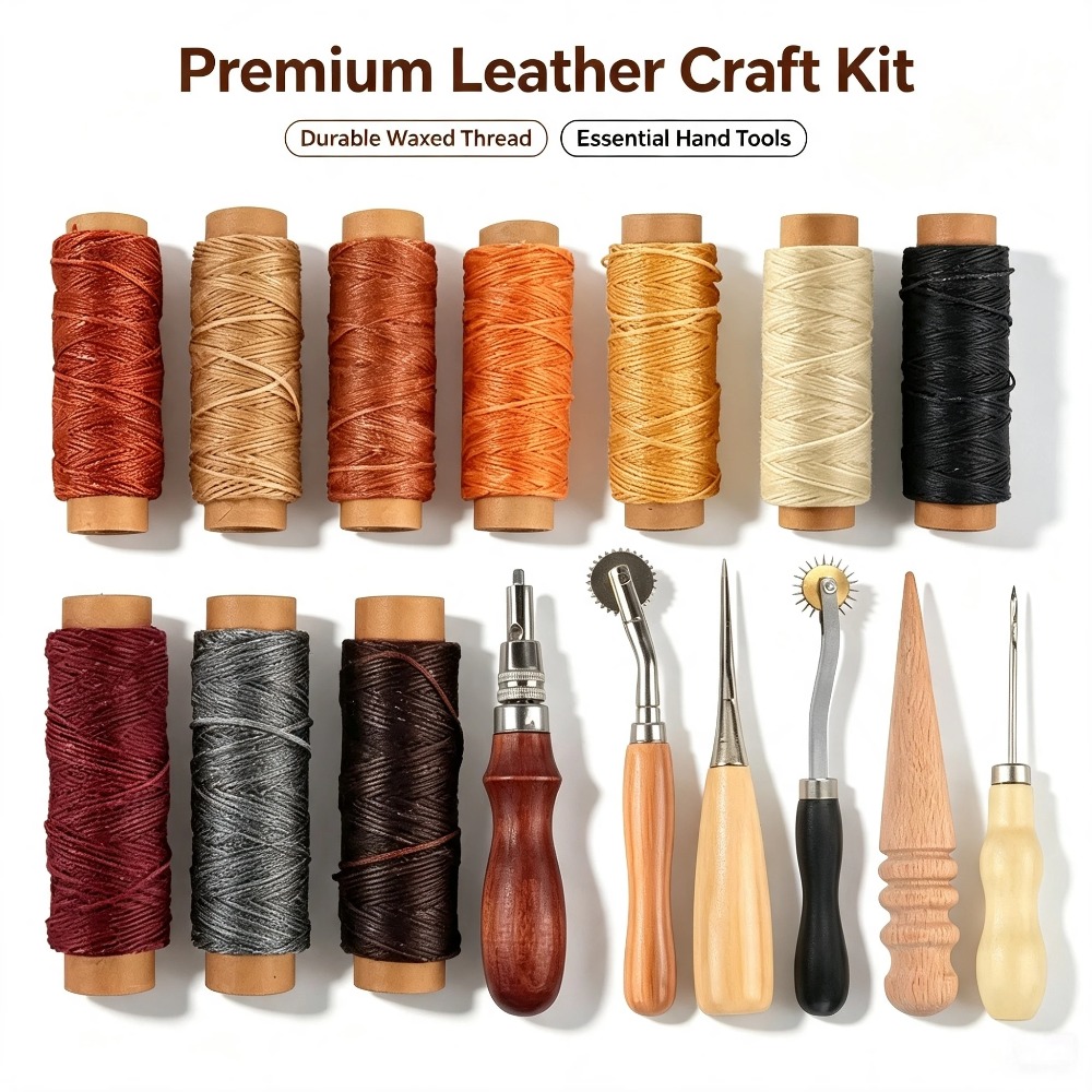 完全な革細工ツールキット、オックスフォード製収納バッグ付き、 - Beginner Leatherwork Kit のレビューと価格
