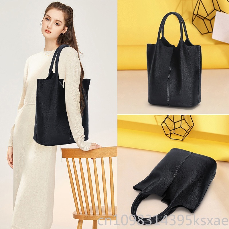 レディース 本革 ショルダートートバッグ 大容量 バケットス - Unique Leather Work のレビューと価格