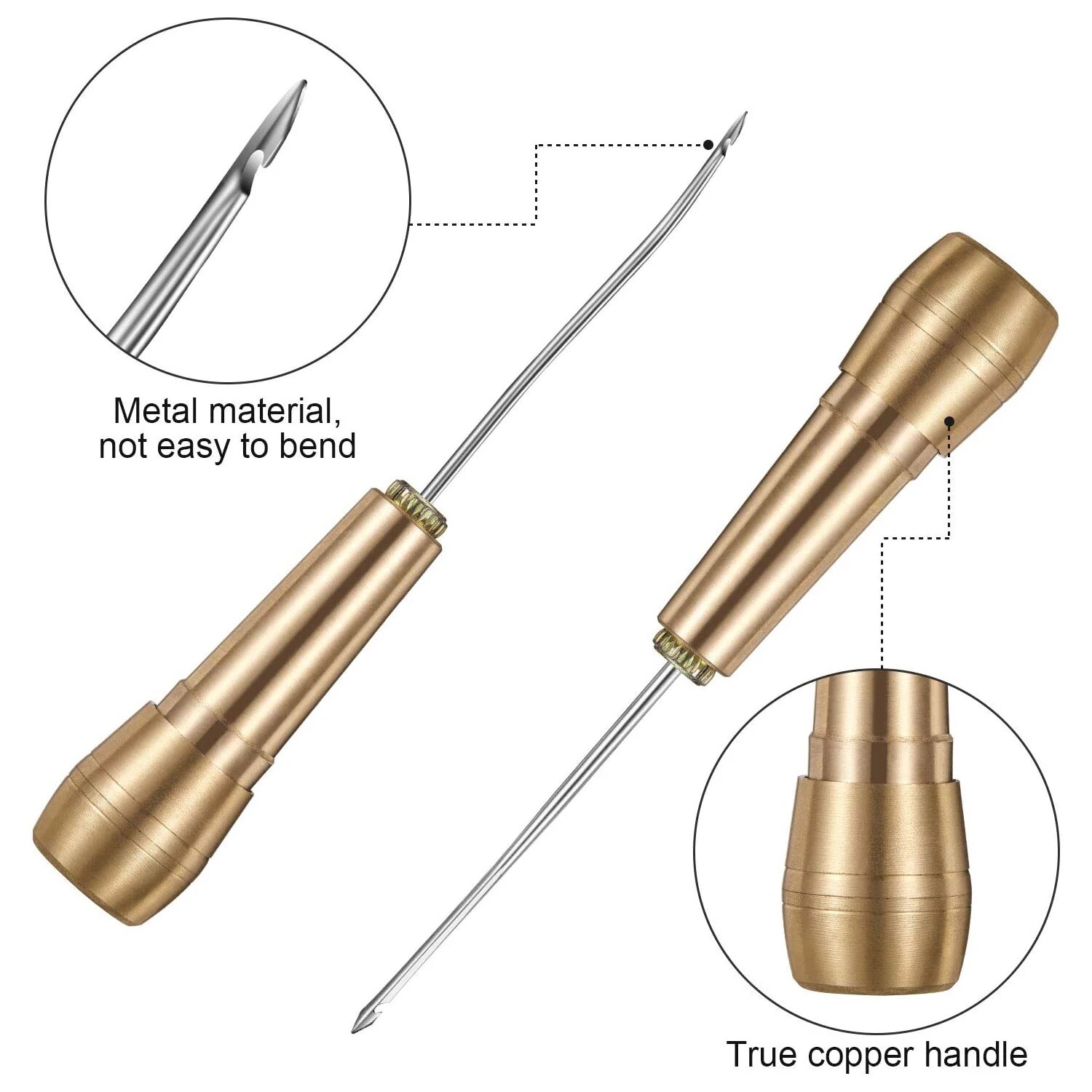 DIY-銅製ハンドル付きレザーソーイングキット,針セット,キ - Leatherwork Needles のレビューと価格