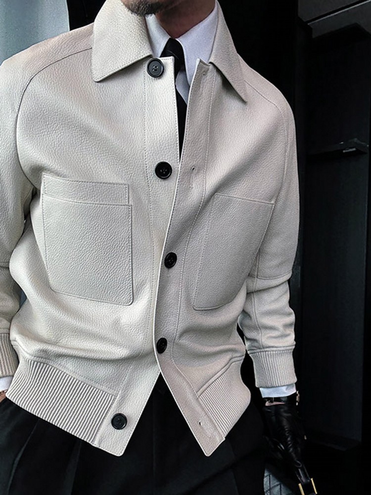 イタリアデザイナーメンズビジネスワークスリムフィットシングル - Leather Work Jacket Mens のレビューと価格