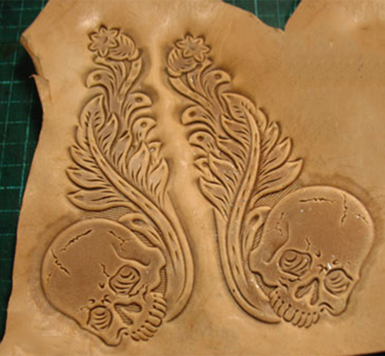 唐王朝の花の頭蓋骨手仕事ユニークなデザインの革作業彫刻パンチ - Unique Leather Work のレビューと価格