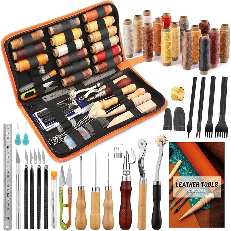 革細工ツール 実用的な革細工キット ワックス加工糸 グルーバ - Beginner Leatherwork Kit のレビューと価格