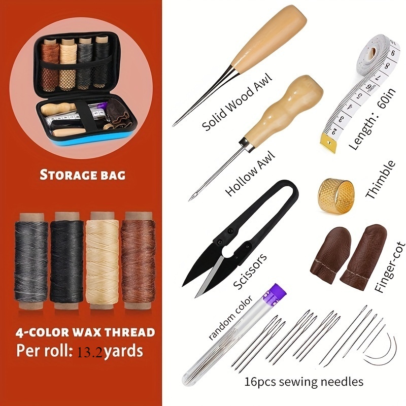 革製品縫製キット、革製品修理キット（太目針とワックス糸付き） - Leatherwork Needles のレビューと価格