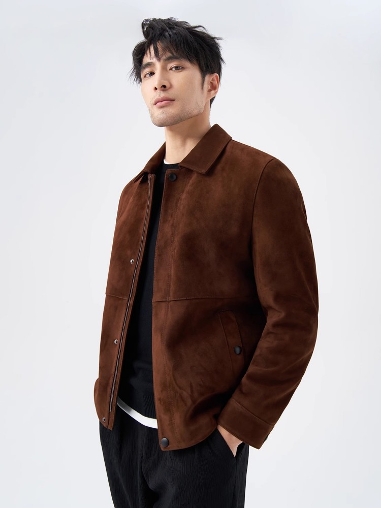 最高品質の天然本物のスエードレザージャケットビジネスカジュア - Leather Work Jacket Mens のレビューと価格