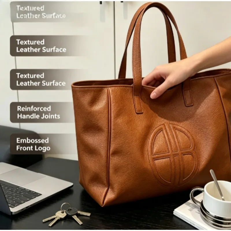 2026年ニューレトロ大容量女性用エコバッグ、シンプルカジュ - Leather Work Bag Women のレビューと価格