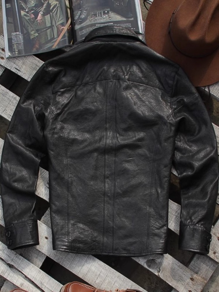 パンクメンズ本革ジャケットヴィンテージシングルブレストスリム - Leather Work Jacket Mens のレビューと価格