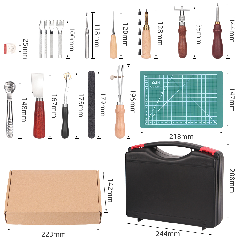 QJH 15ピース レザークラフトツールキットセット |   - Beginner Leatherwork Kit のレビューと価格