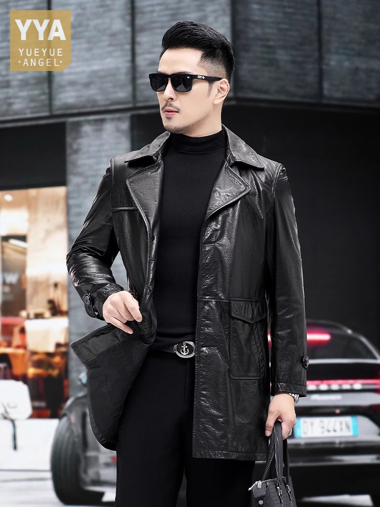 高級メンズビジネスワークスリムフィットオイルワックス牛革ジャ - Leather Work Jacket Mens のレビューと価格