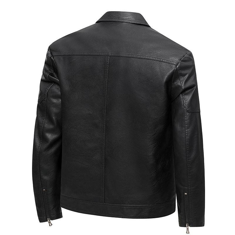 メンズラペルレザージャケット春秋オーバーサイズスリムオートバ - Leather Work Jacket Mens のレビューと価格