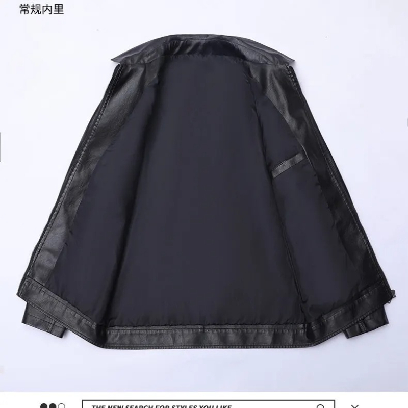 メンズラペルレザージャケット春秋オーバーサイズスリムオートバ - Leather Work Jacket Mens のレビューと価格