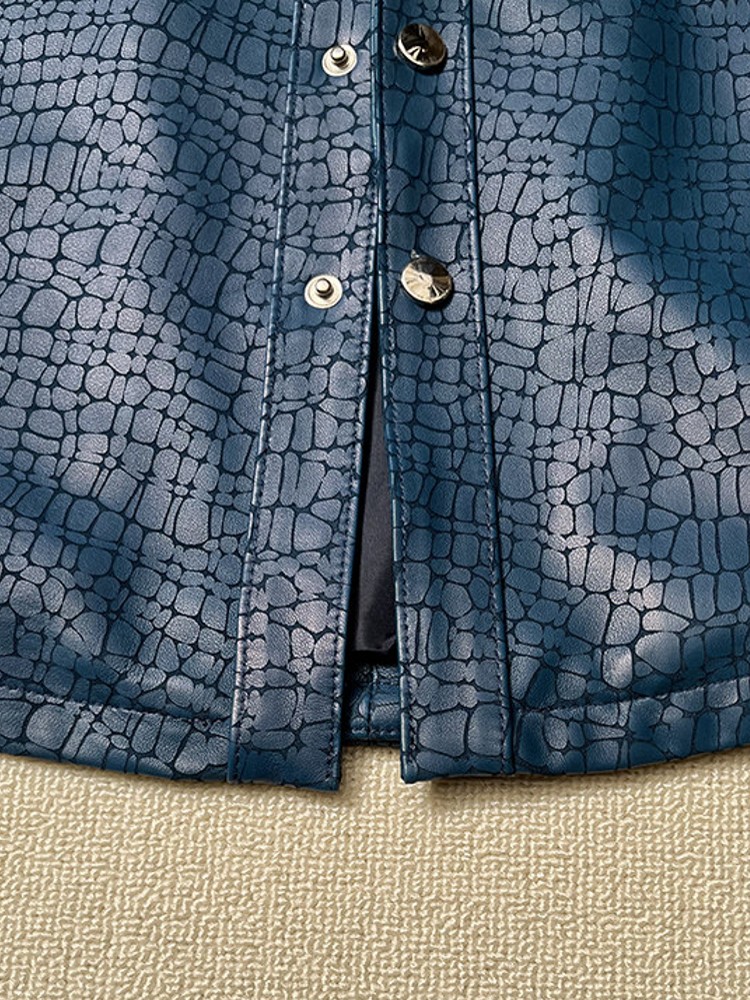 男性春クロコダイルパターン本物の羊皮本革ジャケットビジネスワ - Leather Work Jacket Mens のレビューと価格