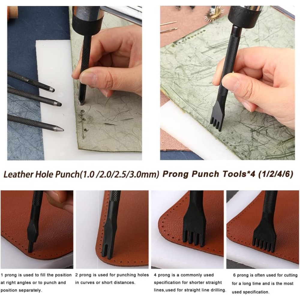 革細工ツール 実用的なレザークラフトキット ワックス糸付き  - Beginner Leatherwork Kit のレビューと価格