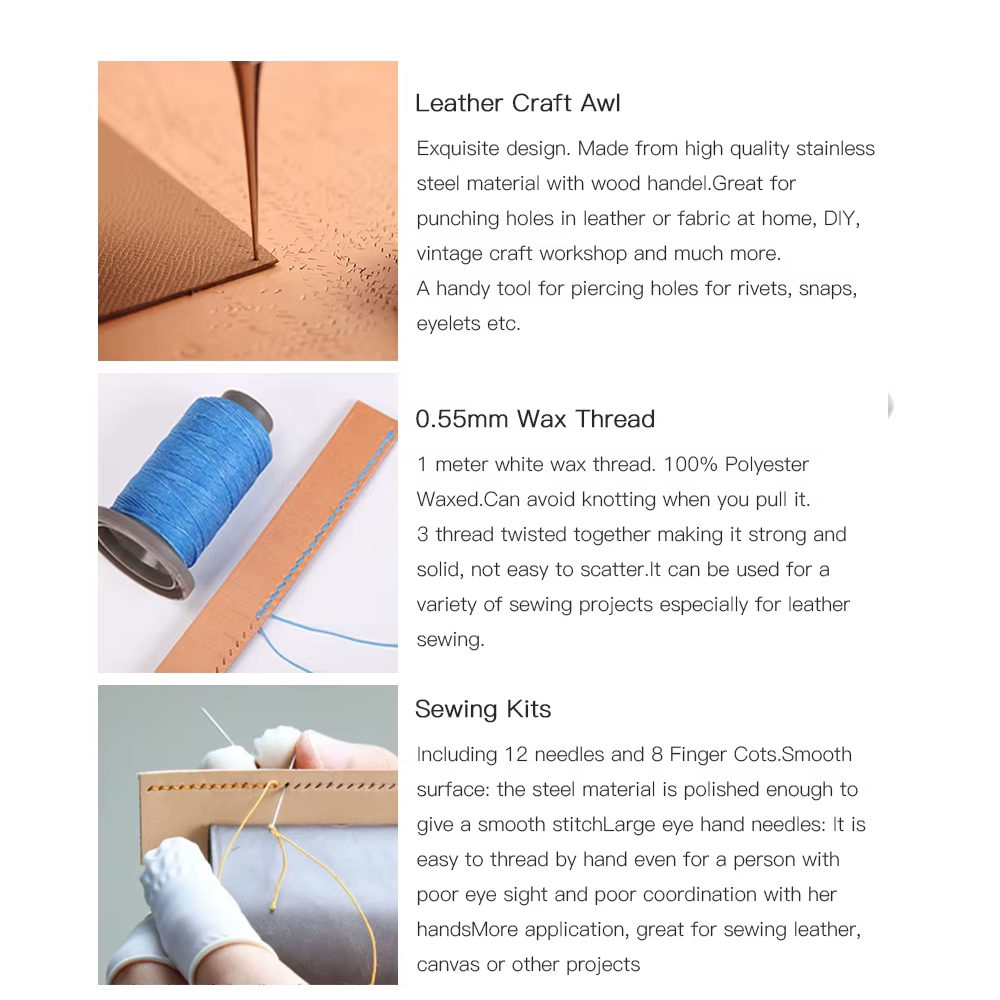 Wuta-プロのレザークラフトツールキット,25/27/29 - Beginner Leatherwork Kit のレビューと価格