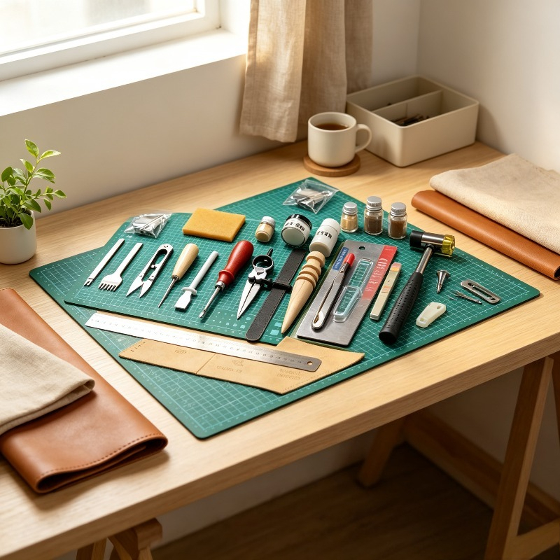 DIY革工芸スターターセット、プロ初心者向け縫製・彫刻ツール - Beginner Leatherwork Kit のレビューと価格