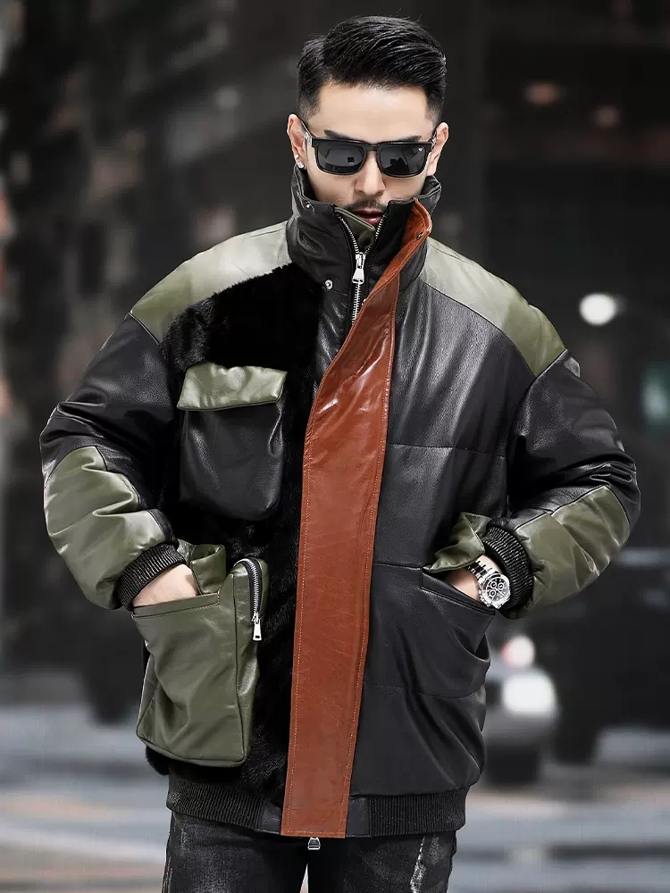 ビッグポケットワークダウンジャケット メンズ 冬用 暖かい  - Leather Work Jacket Mens のレビューと価格