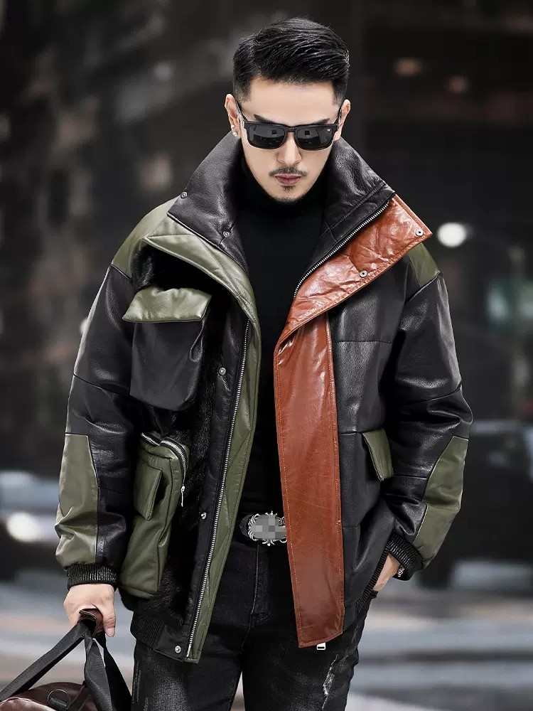 ビッグポケットワークダウンジャケット メンズ 冬用 暖かい  - Leather Work Jacket Mens のレビューと価格
